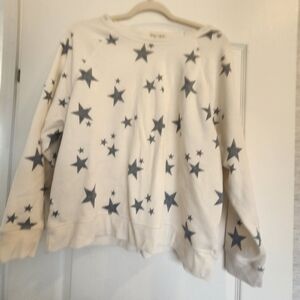 Grayson Threads Cream Sweatshirt with Gray Star Print L Euc